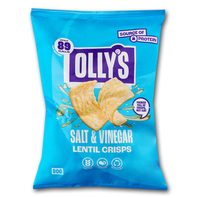 GROTE ZAK Olly's Lentil Crisps Salt & Vinegar (16x80gr)