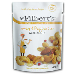 Mr Filberts Mixed Nuts Honey & Pepperc. (20x40gr) Mr Filberts Mixed Nuts Honey & Pepperc. (20x40gr)