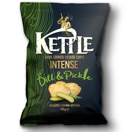 Kettle Chips Intense Dill & Pickle GROOT (10x100gr) Kettle Chips Intense Dill & Pickle GROOT (10x100gr)